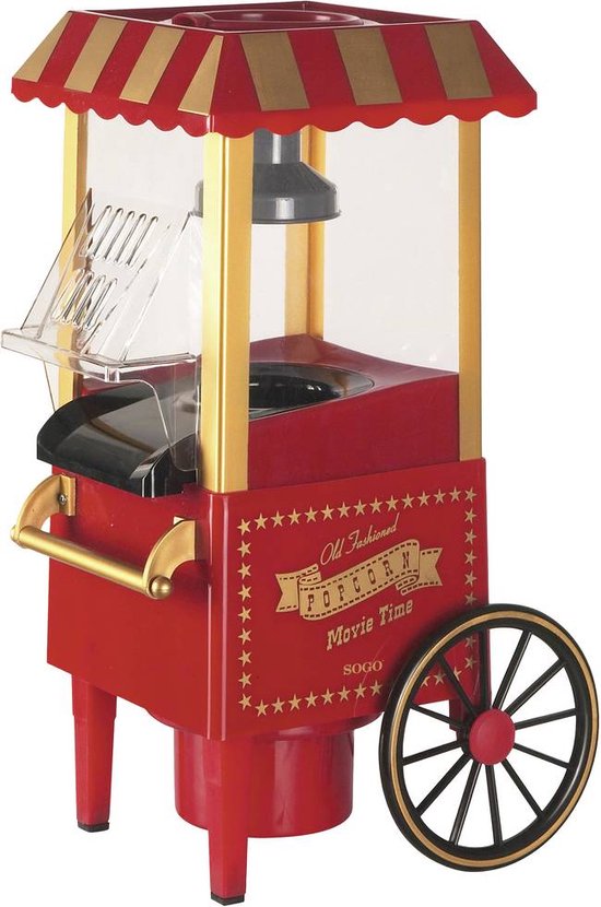 SOGO Popcorn Machine - Popcorn Maker - Popcorn Popper - Popcorn in 3 Minuten - 1200W - Rood/Wit