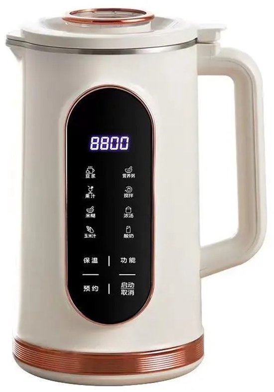Sojamelk Maker 1,5L – Multifunctionele Blender & Soepmaker – 10 Messen RVS – Touchscreen – Zelfreinigend – Timer tot 12 uur – Warm & Koud Functie