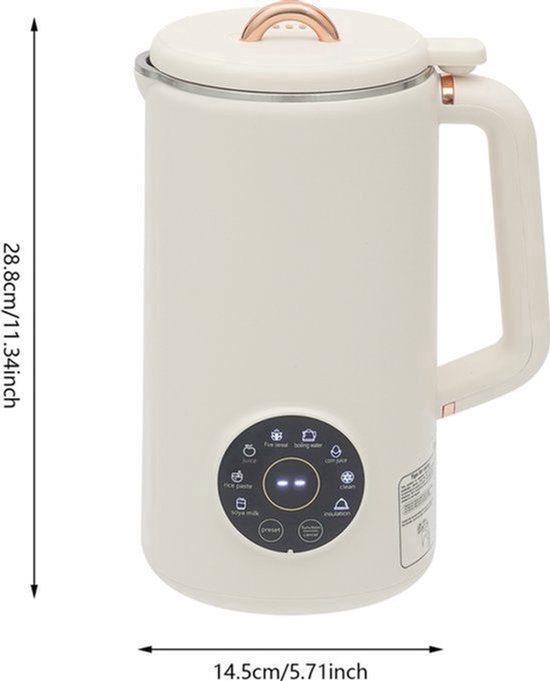 Sojamelkmaker Multifunctioneel - 600 W Vermogen - 1000 ml Inhoud - RVS Materiaal - Gezonde Dranken Bereiden