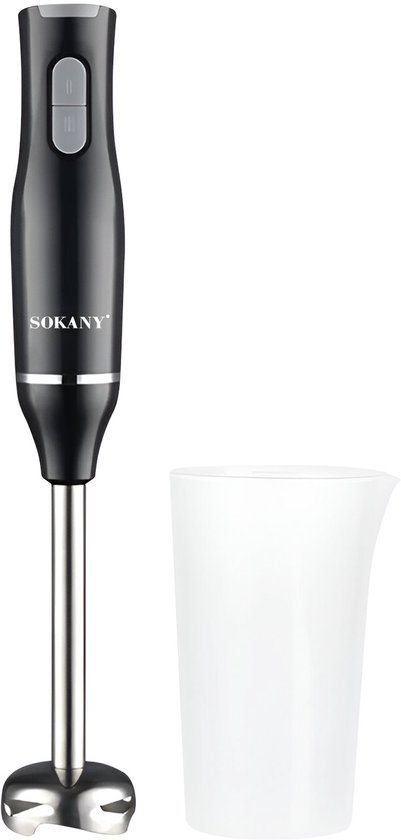 Sokany, Staafmixer 400W met 2 snelheden, roestvrij staal, met beker, Zwart van Merkloos