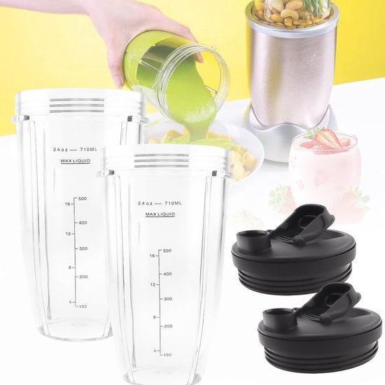 Solidchoice - 2 Stuks Vervangende Blenderbekers met To-Go Deksel
