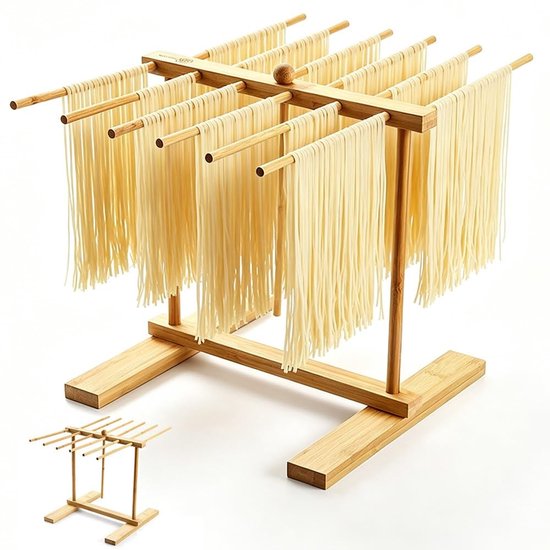 Solidchoice - Houten Pastadroger met 12 Staven voor Efficiënt Drogen van Pasta