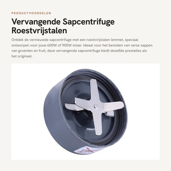 Solidchoice- Sapcentrifuge Vervangend - Roestvrijstalen Lemmetbasis - Geschikt voor 600/900W Mixer - Siliconen Afdichtring - Praktische Keuken Accessoire - Blenderaccessoire