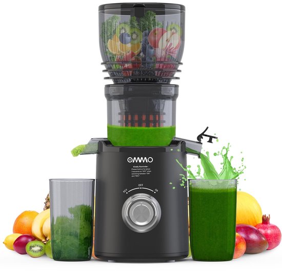 SolidKeus - Slow Juicer voor Fruit en Groenten met 148mm Voedingstuit in Zwart