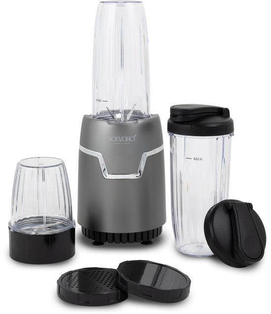 Solvoro blender Zilver 800watt - smoothie maker - ijscrusher- rvs van Merkloos