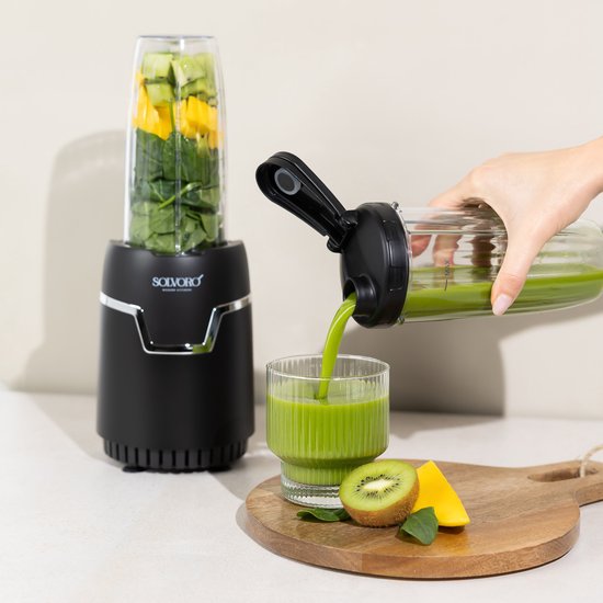 Solvoro blender zwart 800watt - smoothie maker - ijscrusher- rvs van Merkloos