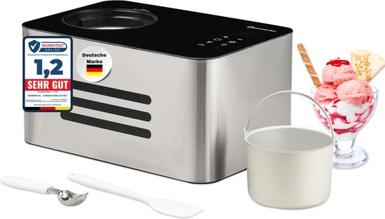 Sommertal Ijsmachine ICE1500 3-in-1 Ijsmachine, 150 W, Melkijs & Sorbet Roestvaststalen Ijsmachine 1,5L 150W Compressor van Merkloos