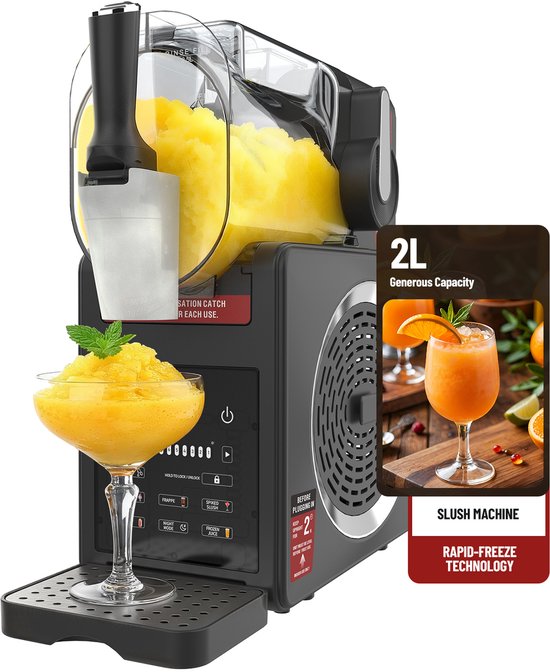 Soontrans - IJsdrankjes - Super Slush Machine 2L – BPA-Vrij - Geen IJs Nodig-IJsmachines-Zelfreinigend – 5 Programma’s Voor Slushies - Granita - Frappé - Milkshakes – Slush Puppy Maker - Zwart van Merkloos