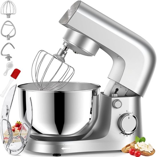 SP® Deegmachine - Kneedmachine - Mixer met Kneedhaak - Zilver - 37cm x 24cm x 32cm