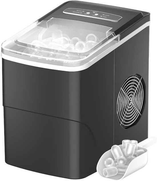 SP® Ijsblokjesmachine - Klaar in 6 Minuten - Ijsklontjes Machine - Ijsblokjesmakers - Zwart - 34cm x 26cm x 36cm