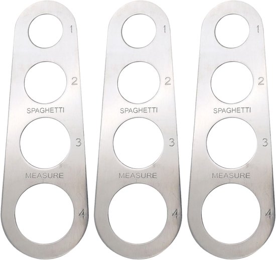Spaghetti meettool set van 3 - roestvrij staal - 4 gaten - perfecte porties voor pasta - ShopVlot