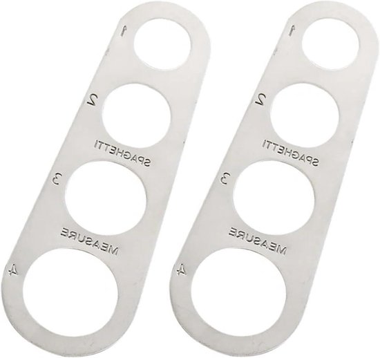 Spaghettimes Set - Pastamaatjes - Porties Afmeten - Roestvrij Staal - 4 Gaten - Zilver