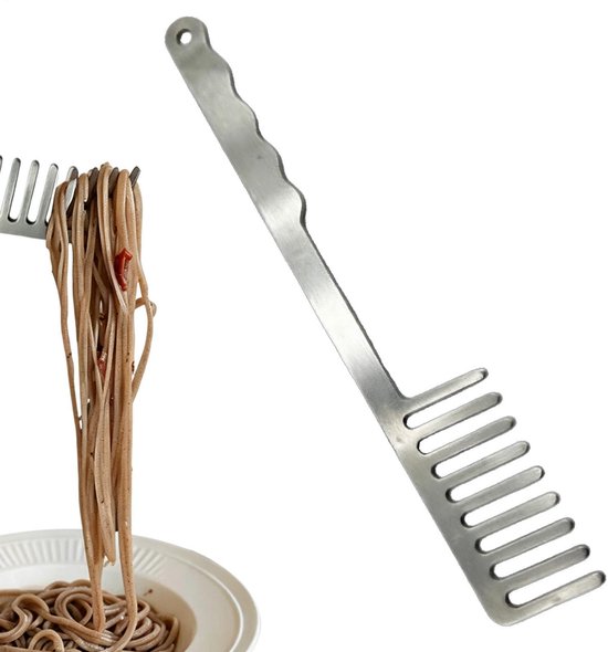 Spaghettivork - roestvrij staal hittebestendige kamvorm metaal spaghettikam voor thuis keuken pasta bereiding