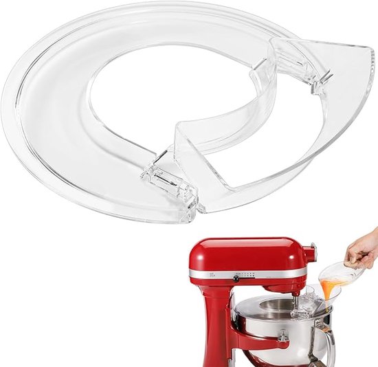 Spatbescherming - Geschikt Voor Kitchenaid Keukenmixers Met Komlift Van 5,5-7 Liter - Met Vulopening En Spatbescherming - 10 Inch - Spatbescherming Geschikt Voor Roestvrij Stalen, Glazen & Keramische Mengkommen - Transparant van Merkloos