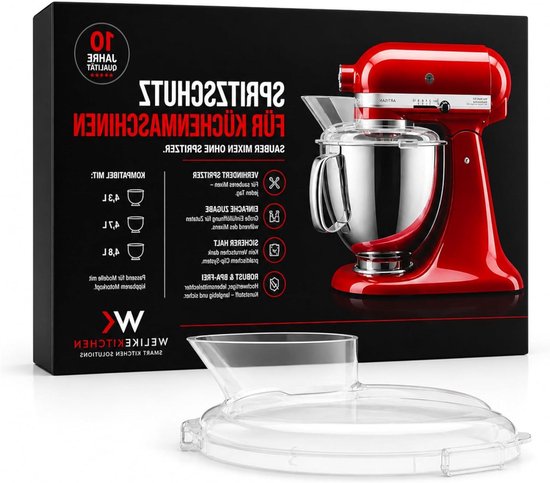 Spatbescherming Keukenmachine - Komdeksel Accessoire - Schoon Werken - Met Vulopening - Middelgrote Maten - Transparant