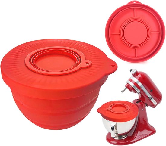 Spatbescherming Mengkom - Keukenmachine Inzet Spatscherm - Bakken en Koken - Morsvrij Ontwerp - Diameter 23.4 cm - Rood van Merkloos