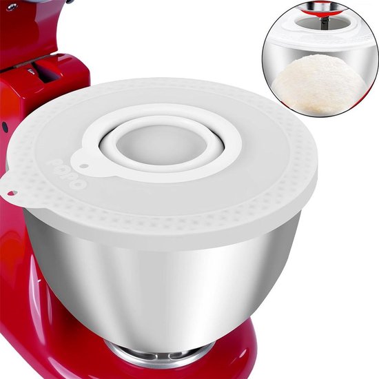 Spatbeschermingsdeksel Geschikt voor KitchenAid blenders van 4,5–5 liter, siliconen mengkomdeksel, wit. van Merkloos