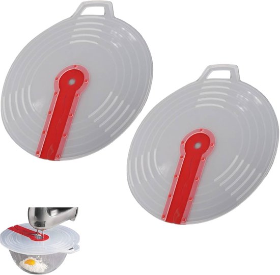 Spatdeksel voor blender - Siliconen materiaal - Spatdeksel voor mengkom - Spatbeschermer voor in de keuken - kookspatbeschermers - Geschikt voor de meeste handmixers en staafmixers - rood - 2 stuk van Merkloos