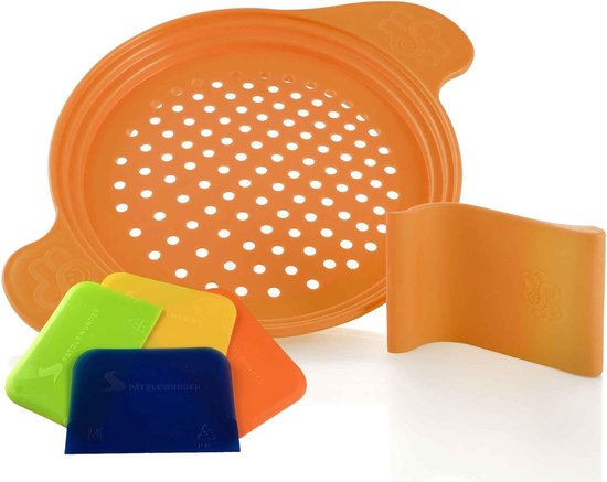 Spätzlerasp met schraper - Deegmaker - Italiaanse pasta - Speciale schraper - 4 deegkaarten - Oranje
