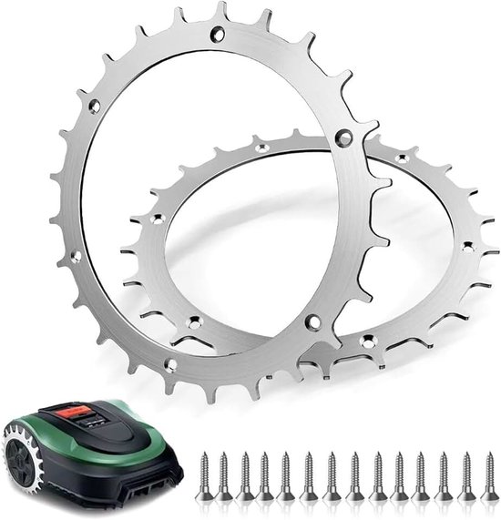 Spikes voor Bosch Indego XS 300/400/S500/S+500/M700 tractieverbetering, uitgebreid ontbraamd, 14 x roestvrijstalen schroeven