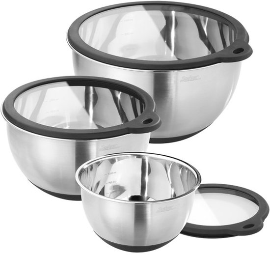 SPRING 3-delige kommenset met glazen deksel TOOLS FUSION2 van Merkloos