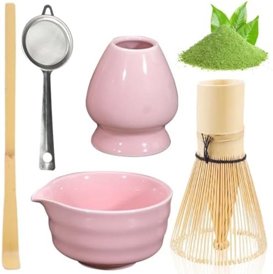 ST TRADİNG Traditioneel Matcha Theeset - 5-delige Keramische Set met Zeef en Houder van Merkloos