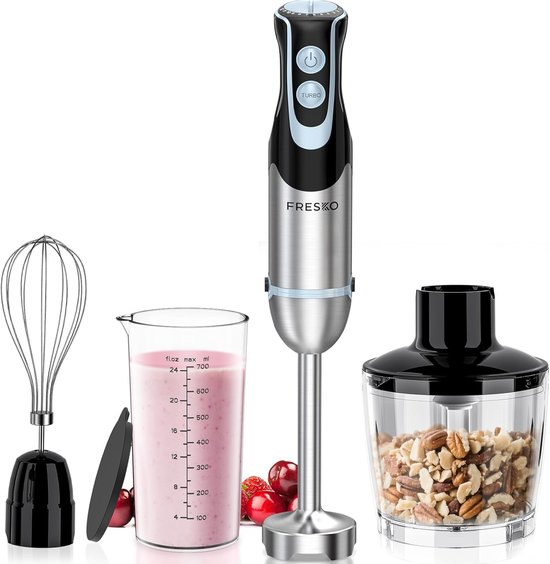 Staafmixer - 1000W - 20 Snelheden - Turbofunctie - RVS Mixerstaaf - Ergonomische Handgreep - Spatwaterdicht - Zwart
