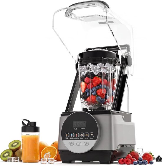 Staafmixer 1400W hoog vermogen‑6 automatische programma's‑Touchscreen bediening‑9 snelheidsniveaus‑SUS304 roestvrijstalen messen‑2L PC mengkan‑Donkergrijs van HOERFURIY