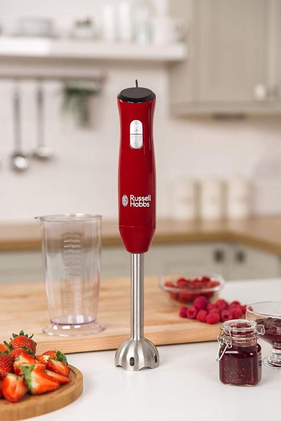 Staafmixer 2 snelheidsstanden vaatwasmachinebestendig mix-maatbeker 700 ml hakmolen blender smoothies soepen yoghurt sauzen babyvoeding rood-zwart van Philips