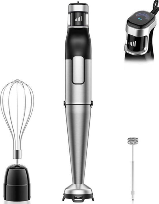 Staafmixer 3-in-1 - 1100 W Vermogen - Roestvrij Staal - Diepzwart - Elektrisch - Pureerstaaf