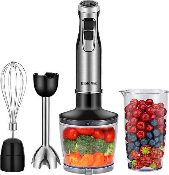 Staafmixer - 4-in-1 - 1200W - RVS - Blender - Smoothie maker - Met de hand van MOA