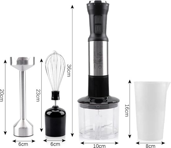 Staafmixer - 4 in 1 - 500w - Handmixer - Smoothie - 1L - 2 Snelheidstanden - van Esperanza