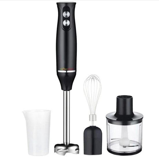 Staafmixer - 4in 1 - 700ml - 500w - Roestvrij staal - zwart van Merkloos