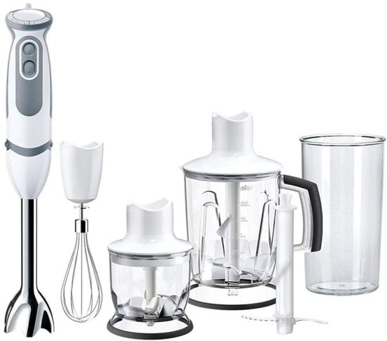Staafmixer blender 4 in 1 - 1000 W - 21 snelheden - turbo-functie - spatbescherming - 4 accessoires - mini-hakmolen 350 ml - maatbeker 600 ml) van Livoo