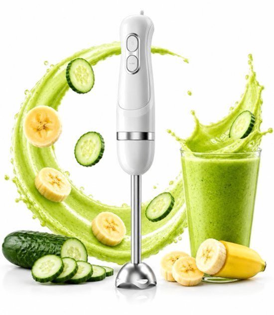 Staafmixer Elektrisch - 1100 W Vermogen - Wit Roestvrij Staal - Voor Soepen Smoothies Purees - Dompelblender Keukenapparaat