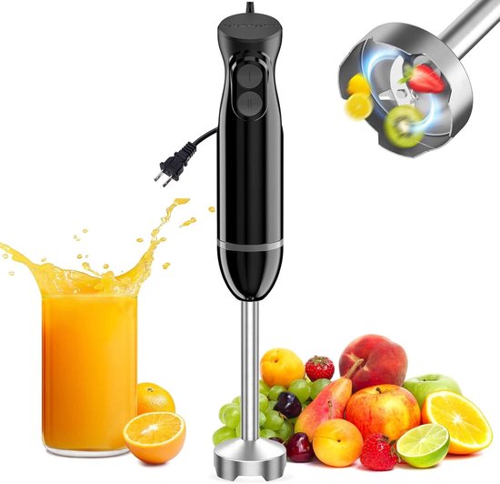 Staafmixer Elektrisch - Handmixer Keuken - Snel Ingrediënten Maken - 300 Watt Vermogen - 700 Milliliter Cup - Zwart