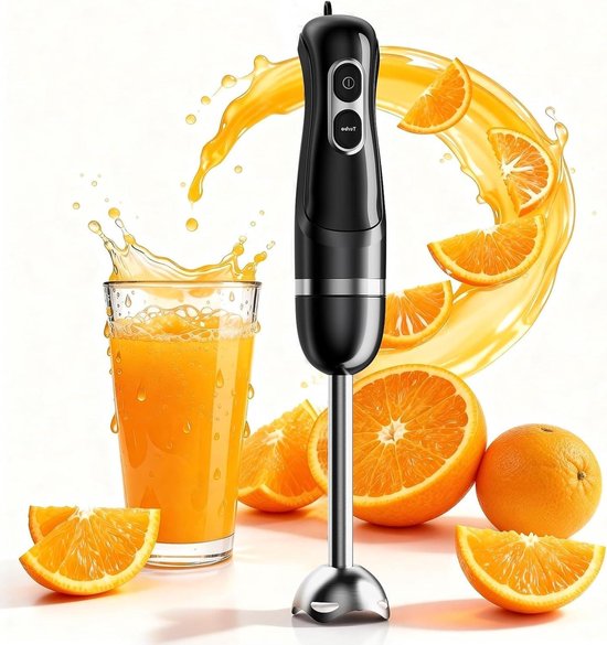 Staafmixer Elektrisch - Pureerstaaf Keukenmixer - Eten Bereiden - Instelbare Snelheidsregeling - 1100 Watt - Diepzwart