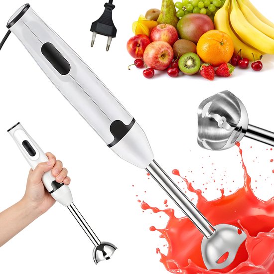 Staafmixer - Hand Blender - 400W - Meerdere Snelheden Instelbaar - Roestvrijstalen Mes & ABS Behuizing - Lichtgewicht & Handzaam - Voor Soepen, Smoothies & Puree