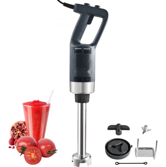 Staafmixer Handblender - Professioneel - 750 W Vermogen - Regelbare Snelheid - Roestvrij Staal - 66 cm Afneembare Roerstaaf - Vervangende Meskop - Inclusief Wandhaak van Merkloos
