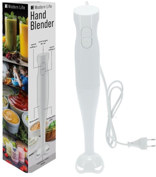Staafmixer Handblender Wit 400 watt met 2 snelheden