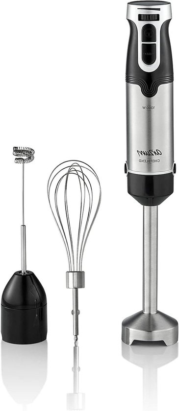 Staafmixer - Handmixer Blender - Keukenwerk - Traploze snelheidsregeling - 1000 watt - Zwart Inox