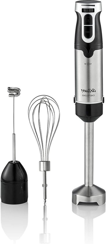 Staafmixer - Handmixer Blender - Keukenwerk - Traploze snelheidsregeling - 1000 watt - Zwart RVS