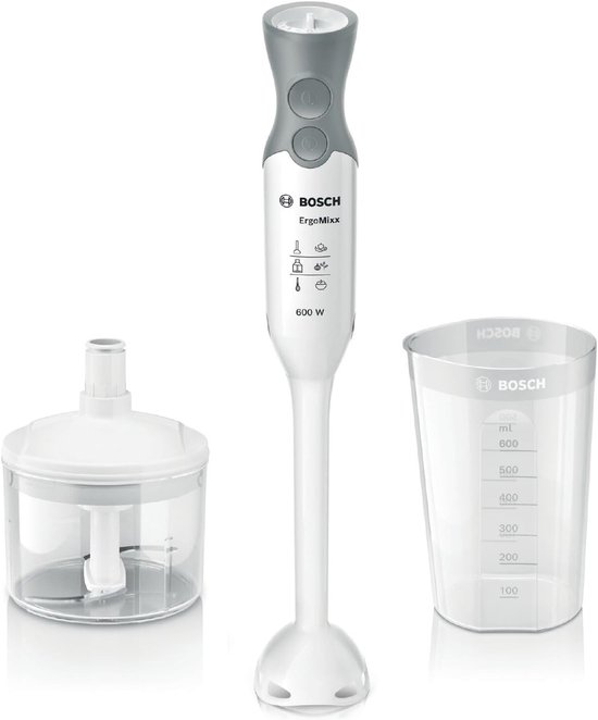 Staafmixer - Handmixer Pureerapparaat - Keukenbereidingen - 12 standen turboknop - 600 Watt - Wit van Merkloos