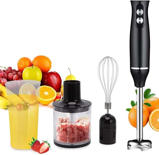 Staafmixer - Keukenmachine Handblender - Eten Bereiden - 4-In-1 Multifunctioneel - 500 ml en 700 ml - Zilver