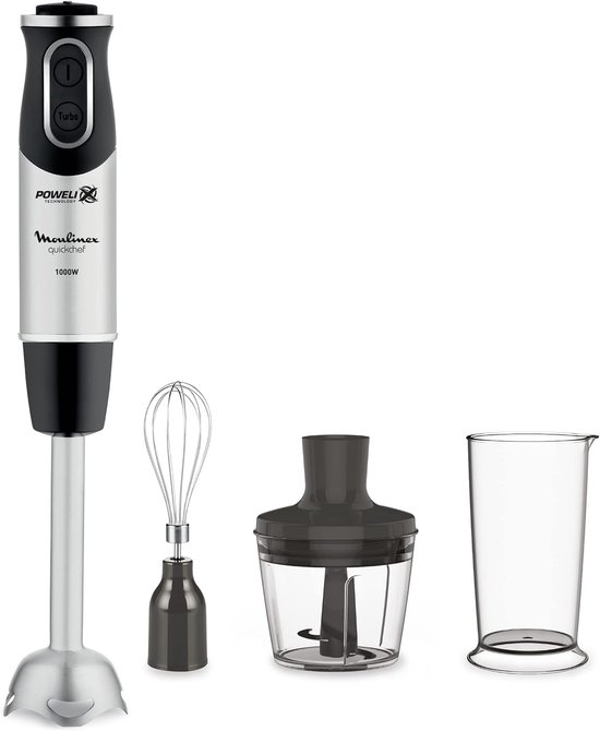 Staafmixer - Keukenmixer - 3-in-1 Mixer - 1000W - 10 Snelheden - Powelix Technologie - Inclusief 800 ml Beker - 500 ml Hakmolen - Garde - Roestvrijstalen Messen - Krachtige Handmixer