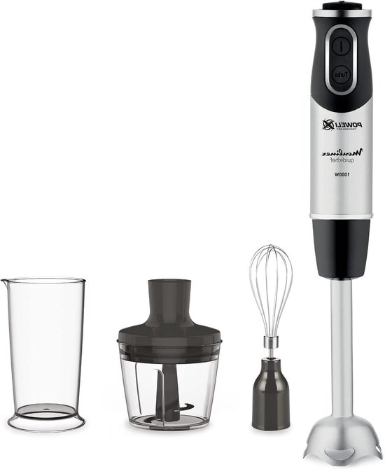 Staafmixer Keukenmixer - Handmixer Set - Eten Bereiden - Powelix Technologie - 1000 Watt Vermogen - Staal Zwart
