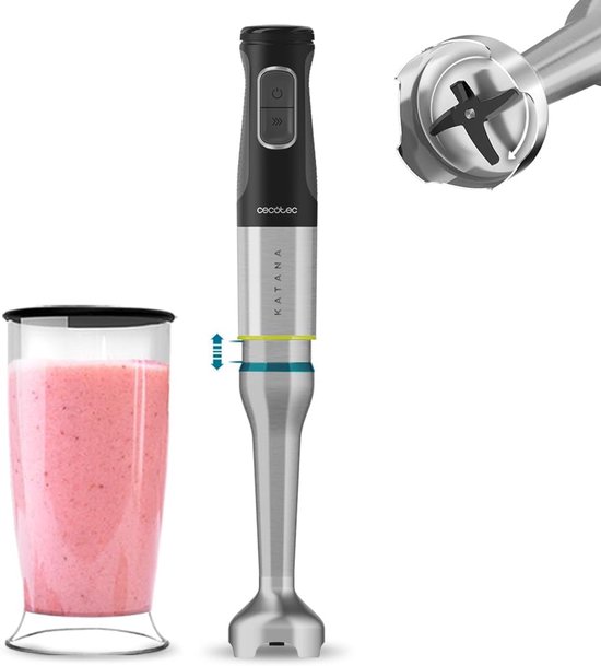 Staafmixer Krachtig - Keukenmixer Handig - Eten Bereiden - 21 Snelheden Turbo - 800ml Glas - Grijs van Merkloos