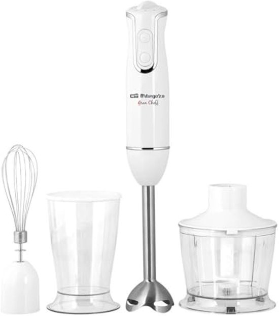 Staafmixer met hakmolen, garde en maatbeker - 800 watt, 2 snelheidsniveaus, RVS van Bosch