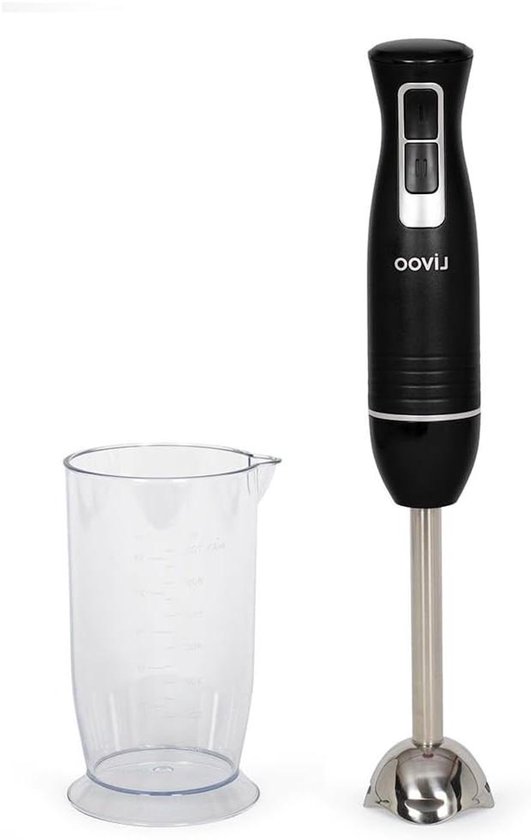 Staafmixer met Kom - Handmixer Blender - Culinaire Bereidingen - 2 Roestvrijstalen Messen - 400W - Zwart