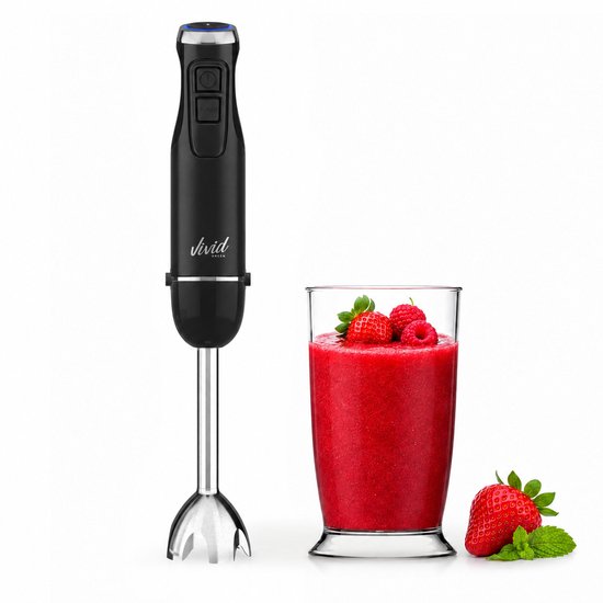 Staafmixer met Maatbeker - 1000W - Zwart - 12 Snelheden + Turbofunctie - Handblender - Vaatwasserbestendig - BPA-vrij - Vivid Green van Vivid Green